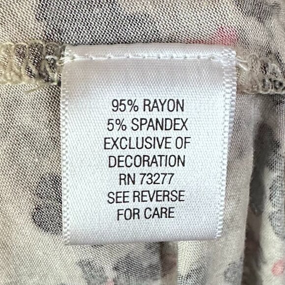 Elle Large Abstract Animal Floral Jersey Knit Cap Sleeve Keyhole Bow Accent Top - Picture 9 of 9